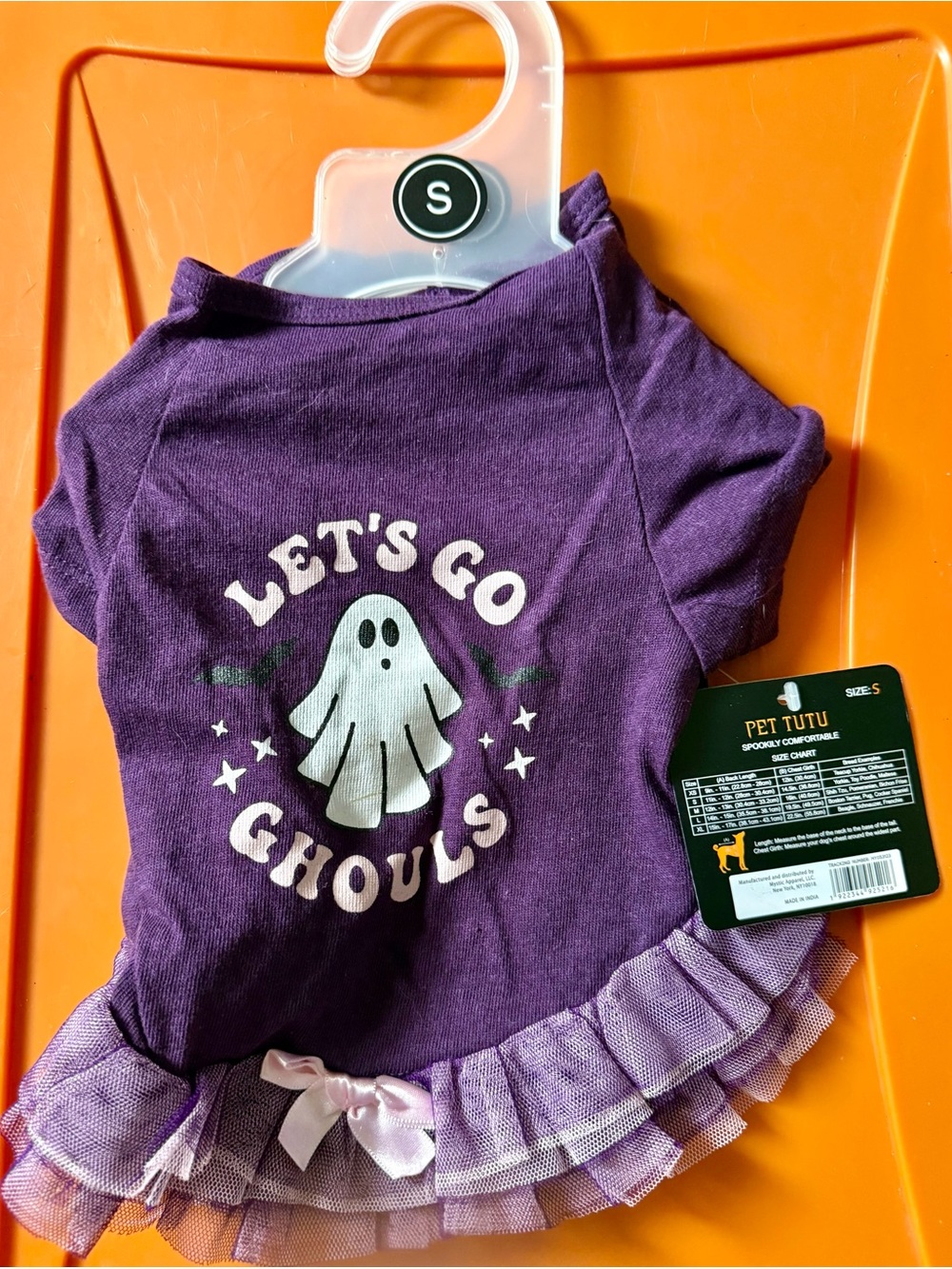 Small Purple Pet Tutu Dress with 'Let's Go Ghouls' Graphic